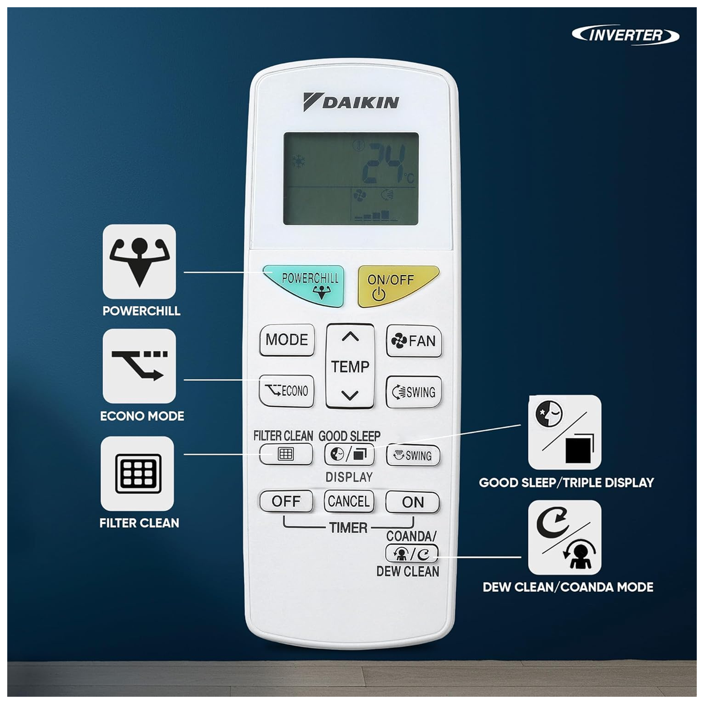 Daikin Split AC Remote For MTKL50XV16