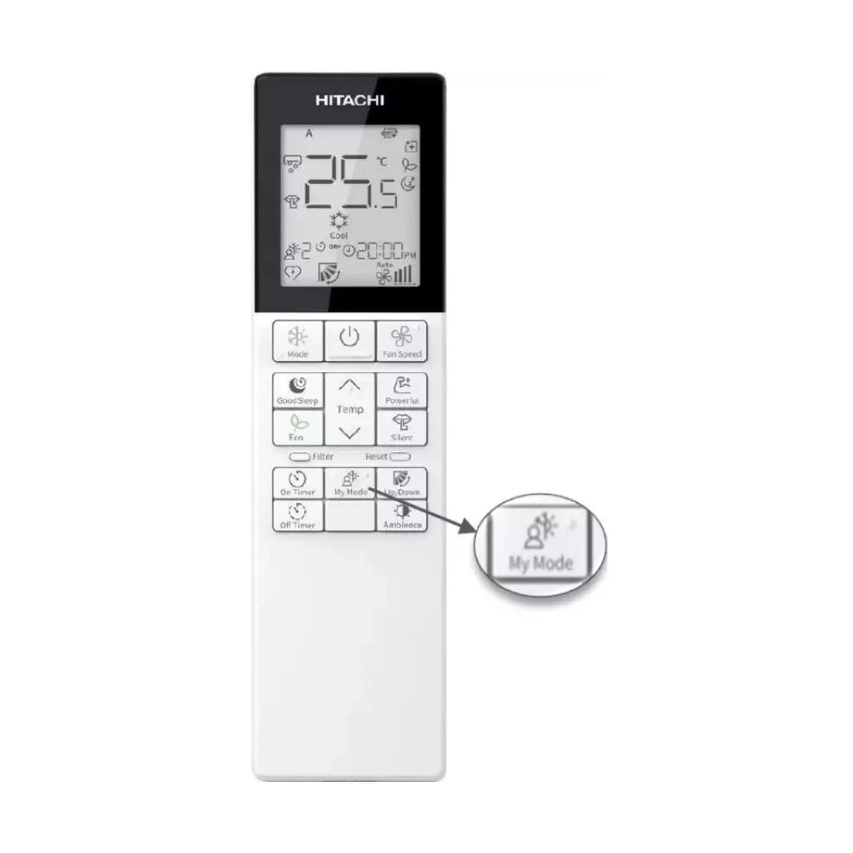 Hitachi Split AC Inverter RAS-G322PCBISF Replacement Remote