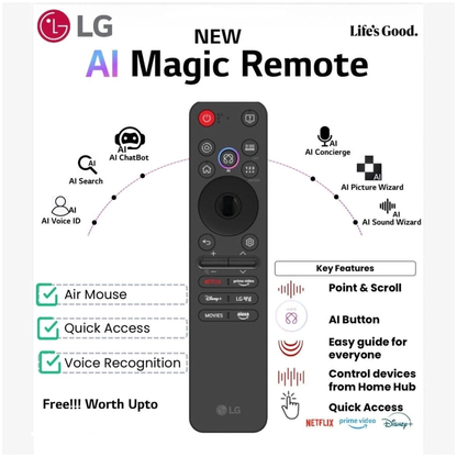 LG ORIGINAL Magic Remote MR25GA AI Voice Remote for OLED QNED UHD LED LCD TVs