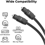 Optical Cable Supporting Dolby Digital Plus with 8 Channel (7.1) Audio support, 1.5 meter, Transmission, for Smart TV, AV Receivers and More, Black - Woniry Remotes - Image 2
