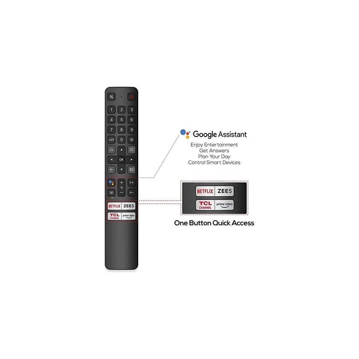 TCL Original  Android Smart LED TV Remote  with Google Assistance Function (Pairing Required) - Image 2