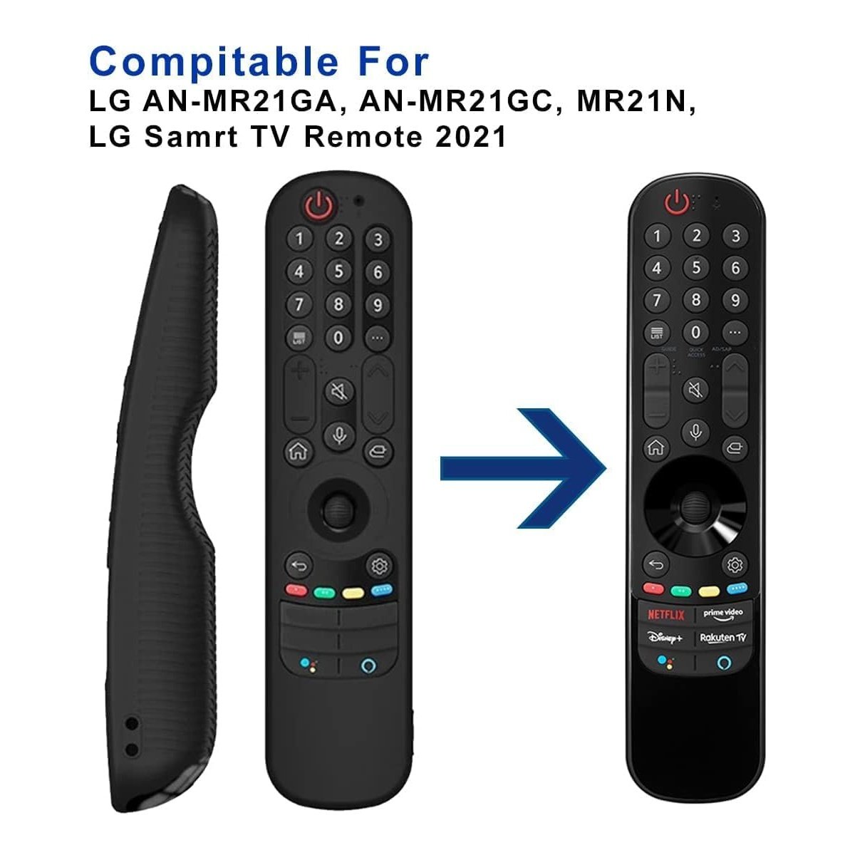 Silicone Protective Case For LG AN-MR21GA Magic Remote (Black) - Image 3