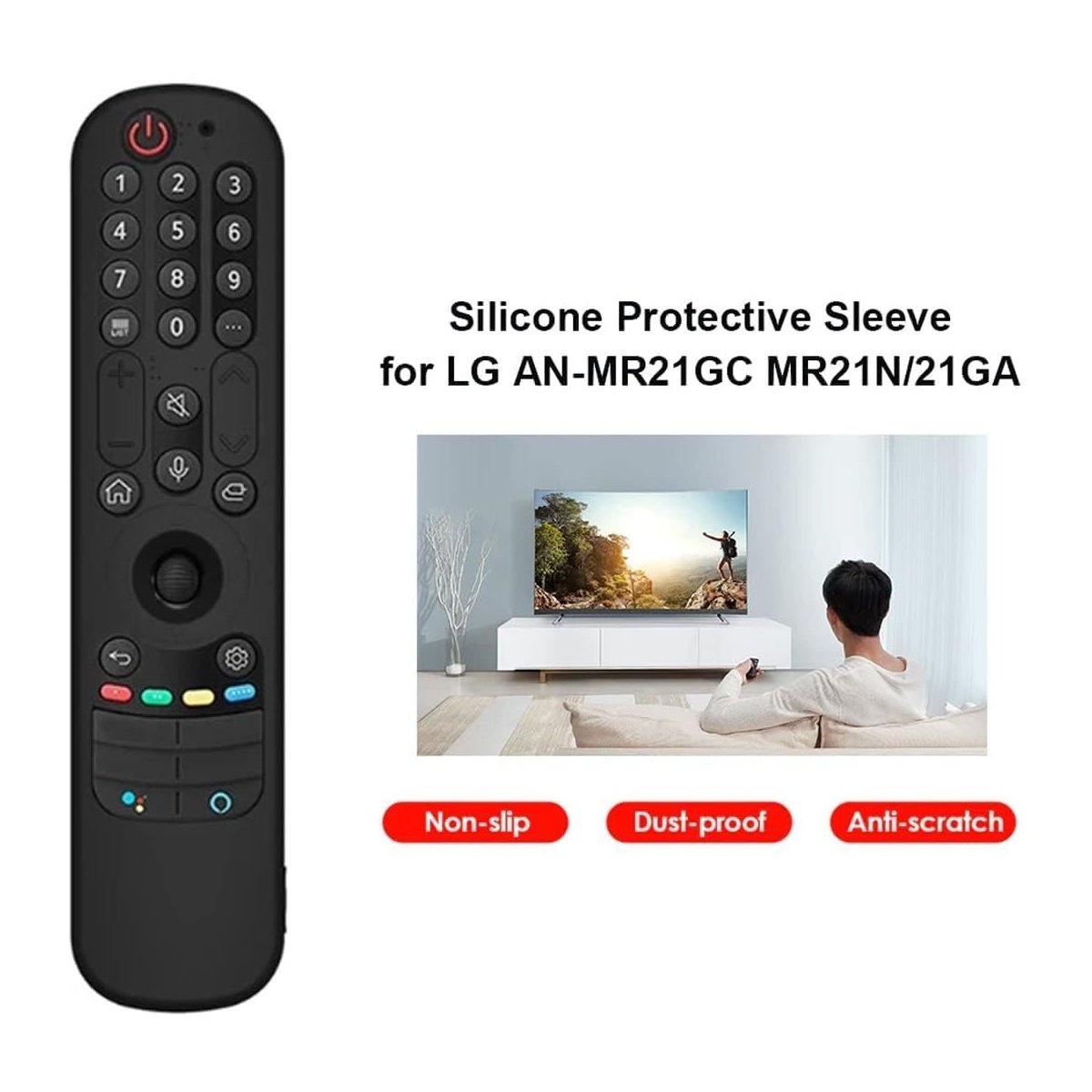 Silicone Protective Case For LG AN-MR21GA Magic Remote (Black) - Image 4