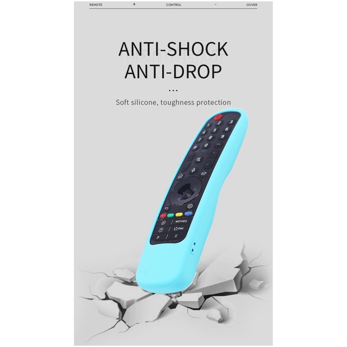 Silicone Protective Case Cover Compatible with LG AN-MR21GA Magic Remote Shockproof for LG Smart TV Protective Case with Loop (Glowing Blue) - Image 3