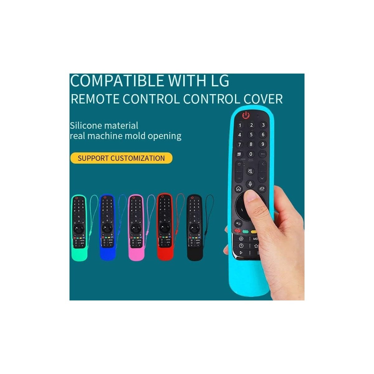 Silicone Protective Case Cover Compatible with LG AN-MR21GA Magic Remote Shockproof for LG Smart TV Protective Case with Loop (Glowing Blue) - Image 5