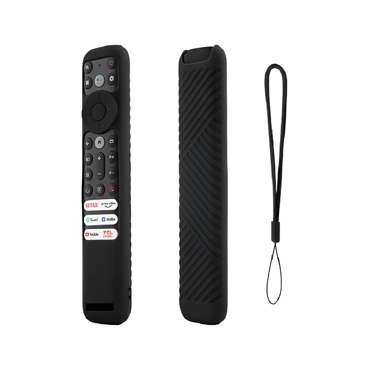 Silicone Cover for TCL902V Remote Control – Shockproof Protective Case with Lanyard for TCL iFFALCON Smart LED TV Remote (Black) - Image 1