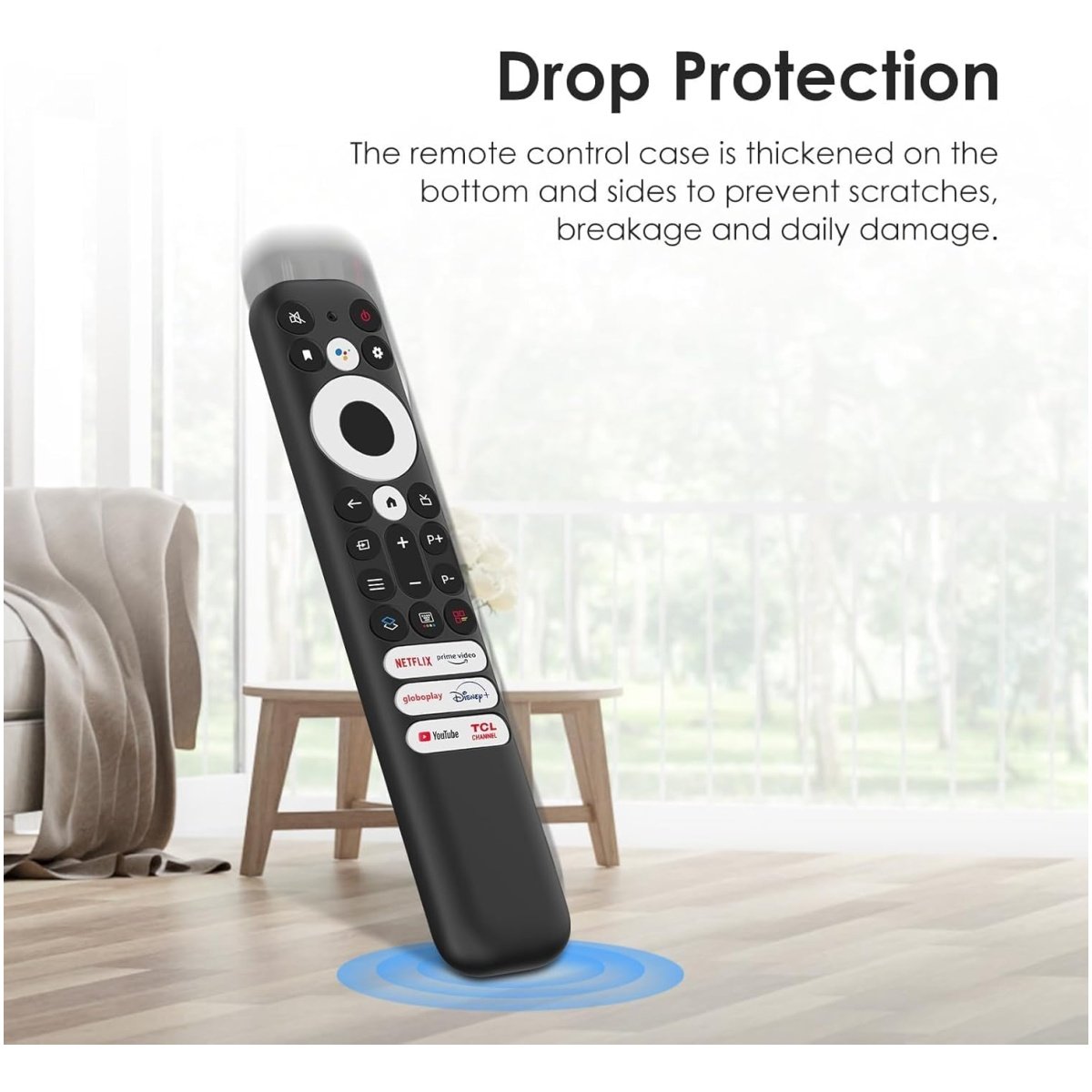 Silicone Cover for TCL902V Remote Control – Shockproof Protective Case with Lanyard for TCL iFFALCON Smart LED TV Remote (Black) - Image 2