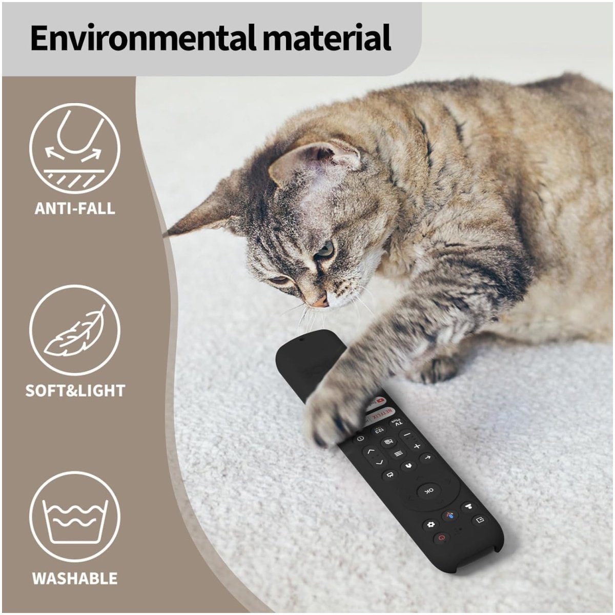 Silicone Cover for TCL902V Remote Control – Shockproof Protective Case with Lanyard for TCL iFFALCON Smart LED TV Remote (Black) - Image 4