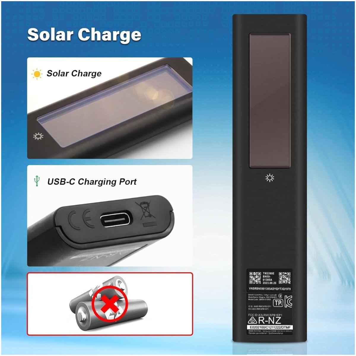 Remote Control Compatible with Samsung Smart Tv with Bixby Voice Support Control with Solar and Type C Charging Support (Pairing Must) - Image 4